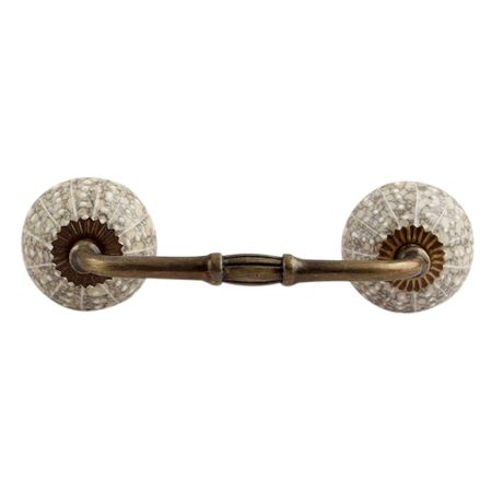 White Embossed Bridge Wardrobe Handle